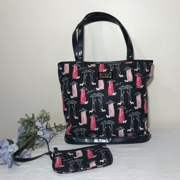 Lulu Guinness London Dog Print Black Tote & Wallet - Picture 3 of 7